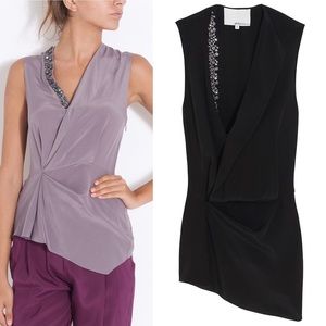 3.1 Phillip Lim Navy Silk Top